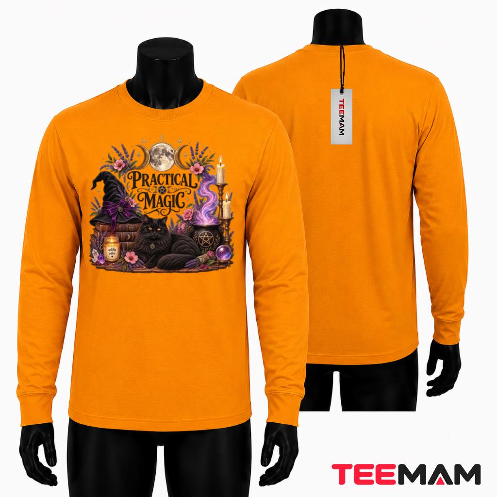 Practical Magic Halloween Long Sleeve Black Cat Witch Practical Magic Halloween Long Sleeve Black Cat Witch