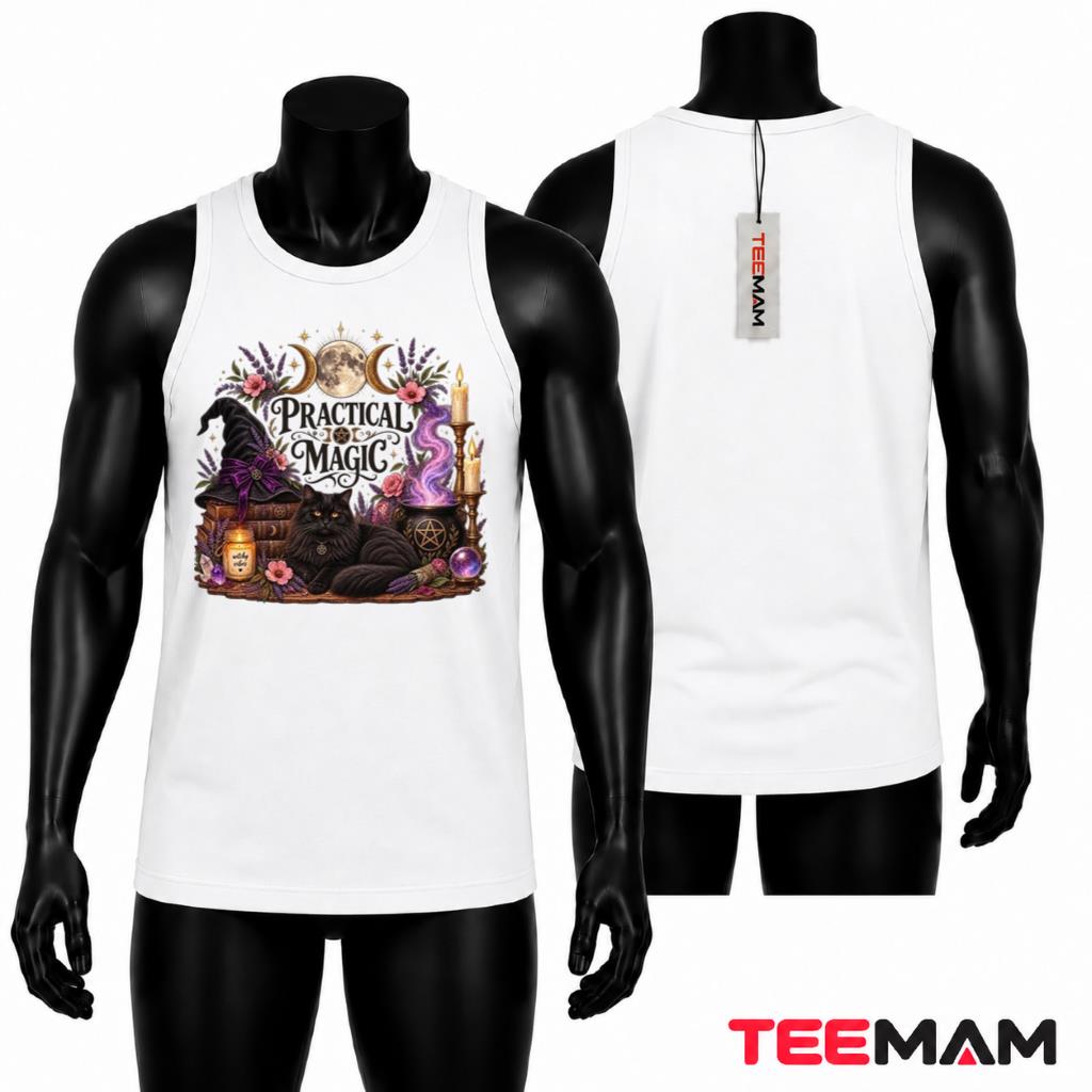 Practical Magic Halloween Tank Top Black Cat Witch Practical Magic Halloween Tank Top Black Cat Witch