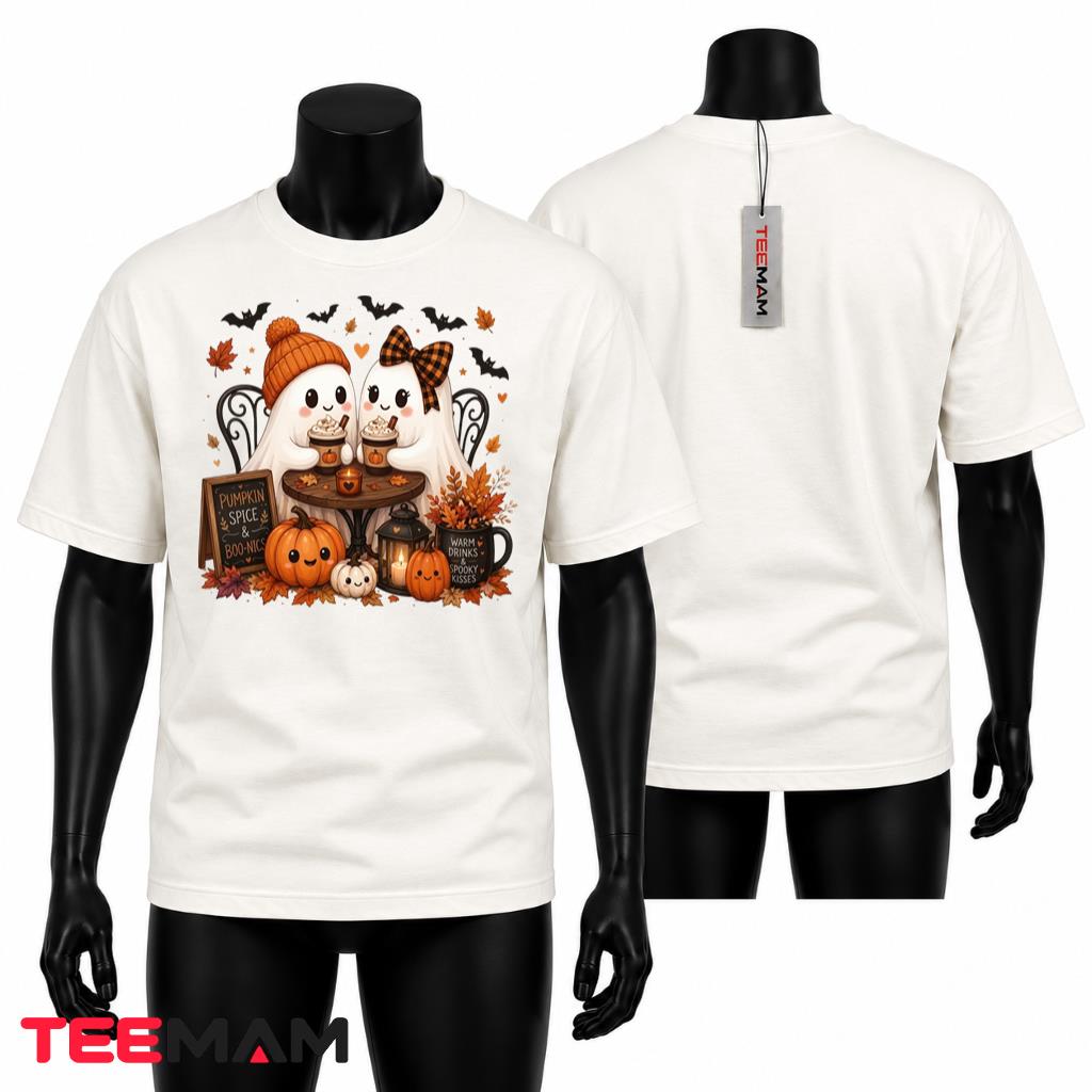 Pumpkin Spice Ghost T-Shirt Halloween Coffee Cute Couple