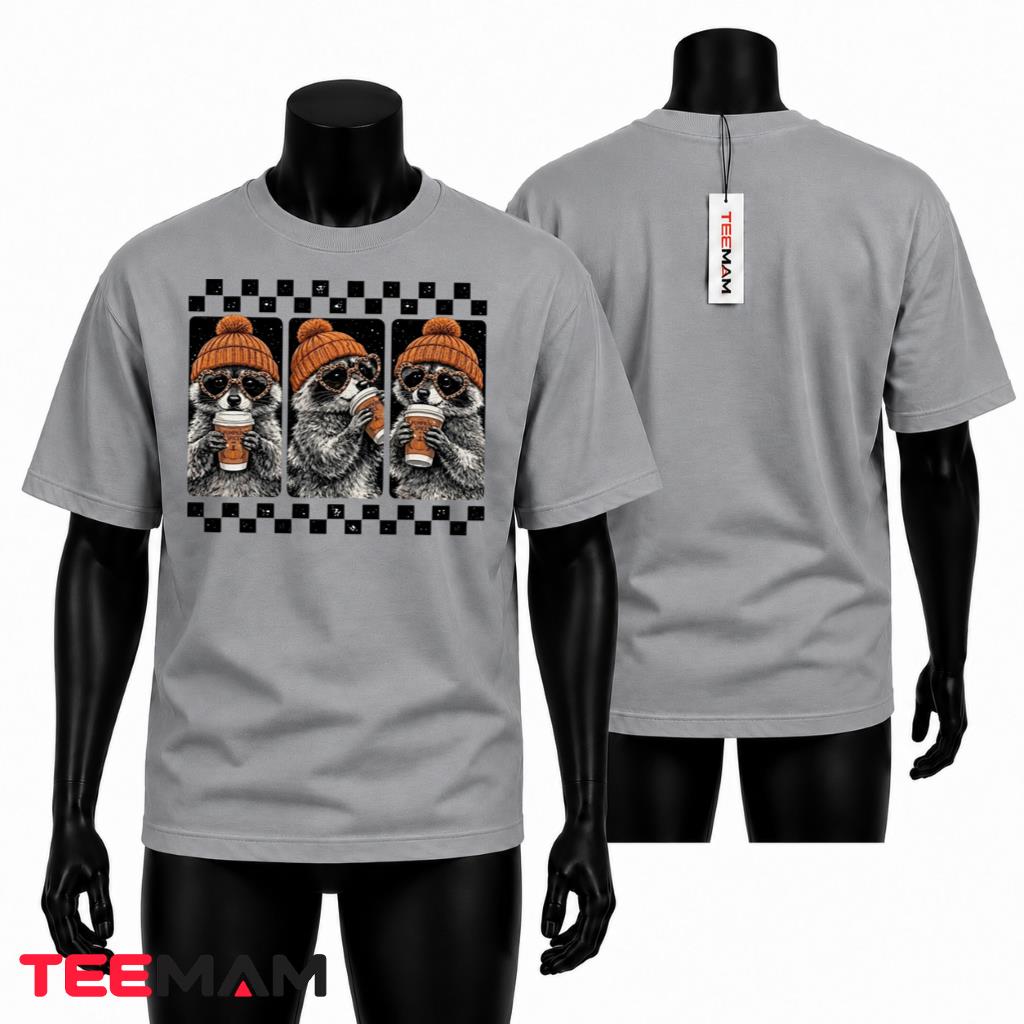 Raccoon Fall T-Shirt Pumpkin Spice Coffee Beanie