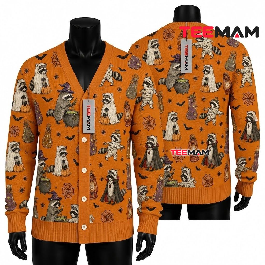 Raccoon Halloween Cardigan Witch Mummy Costume 1