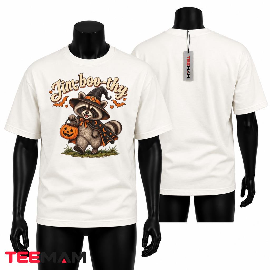 Raccoon Halloween T-Shirt Witch Spooky Animal Pumpkin