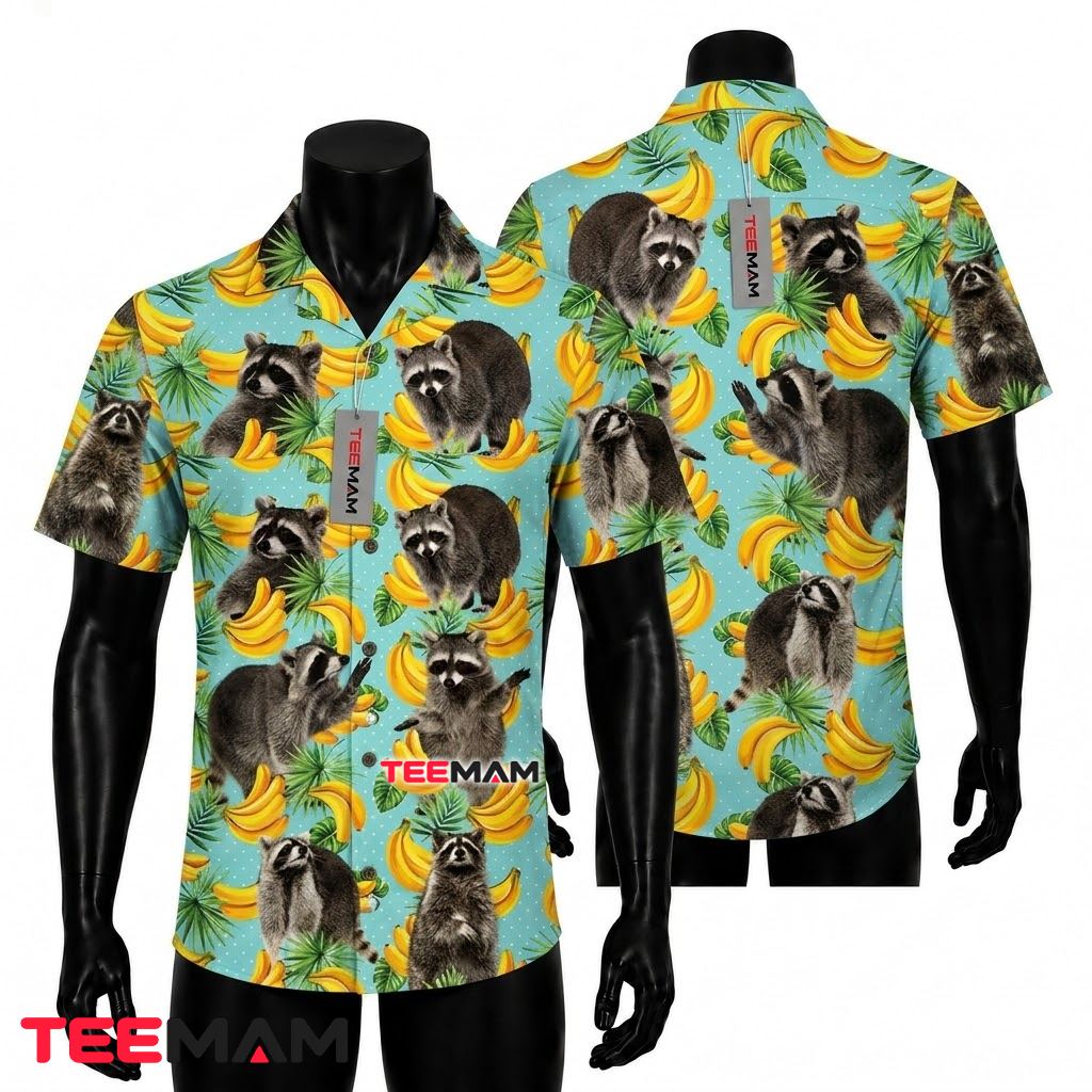 Raccoon Hawaiian Shirt Astronaut Space Blue Raccoon Hawaiian Shirt Astronaut Space Blue