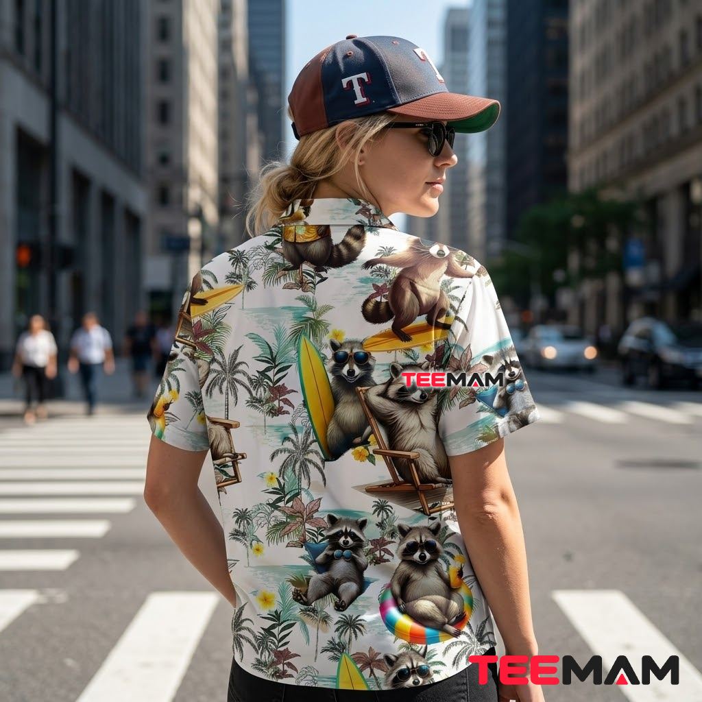 Raccoon Hawaiian Shirt Surfing Sunglasses White Version 3 Raccoon Hawaiian Shirt Surfing Sunglasses White Version 3