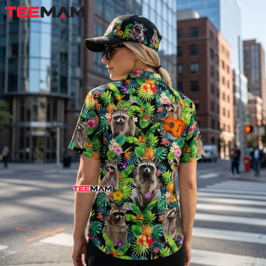 Raccoon Hawaiian Shirt Ukulele Pineapple Tropical Version 3 Raccoon Hawaiian Shirt Ukulele Pineapple Tropical Version 3