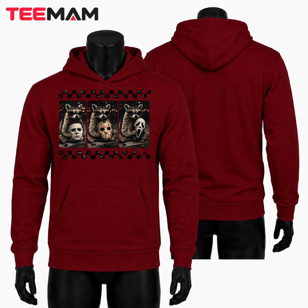 Raccoon Horror Movie Masks Halloween Hoodie Funny Feral Spooky Raccoon Horror Movie Masks Halloween Hoodie Funny Feral Spooky