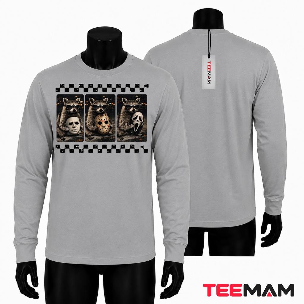 Raccoon Horror Movie Masks Halloween Long Sleeve Funny Feral Spooky Raccoon Horror Movie Masks Halloween Long Sleeve Funny Feral Spooky