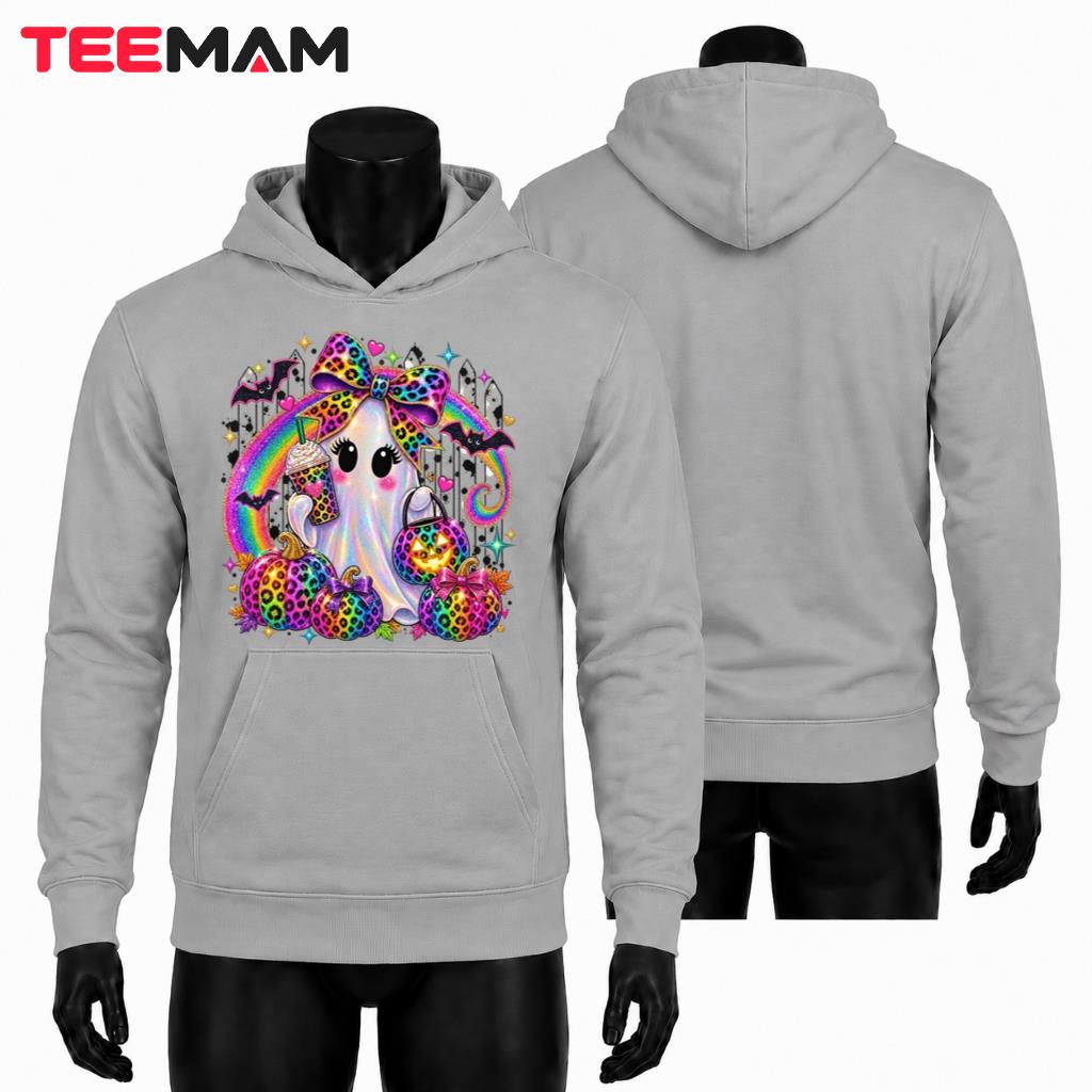 Rainbow Leopard Ghost Halloween Hoodie Pumpkin Bow Rainbow Leopard Ghost Halloween Hoodie Pumpkin Bow
