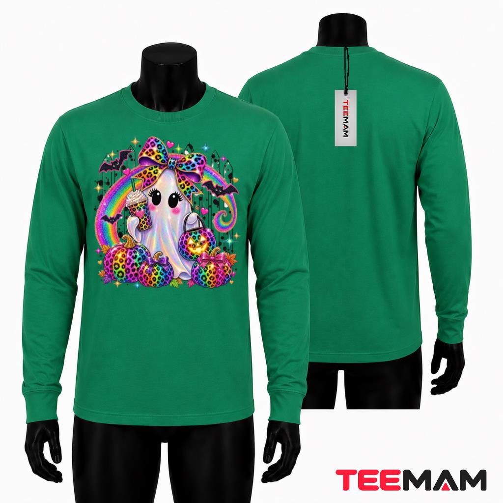Rainbow Leopard Ghost Halloween Long Sleeve Pumpkin Bow Rainbow Leopard Ghost Halloween Long Sleeve Pumpkin Bow