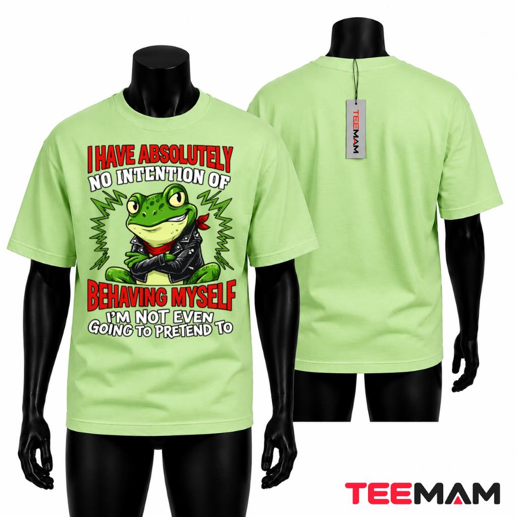 Rebel Frog T-Shirt No Intention Of Behaving Myself Funny Gift