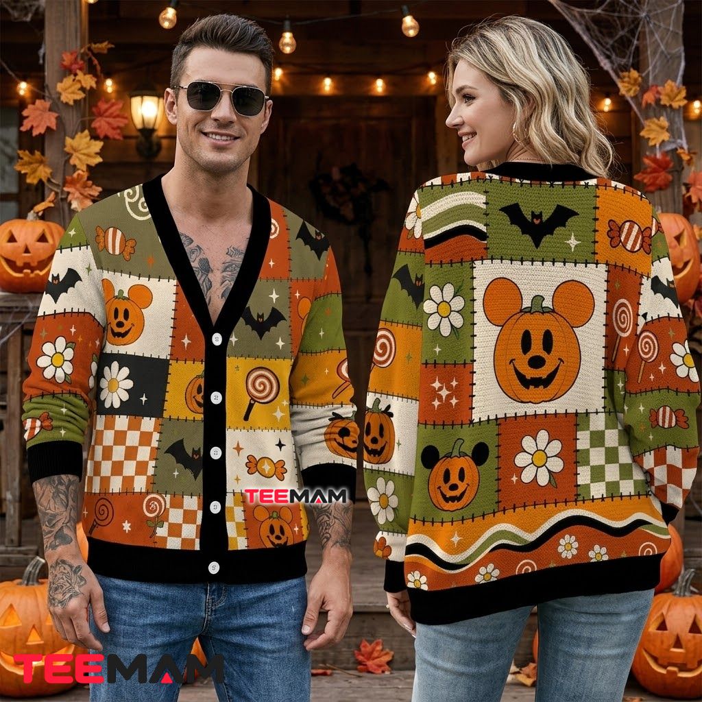 Retro Disney Halloween Cardigan Pumpkin Mickey Daisy 2 Retro Disney Halloween Cardigan Pumpkin Mickey Daisy 2