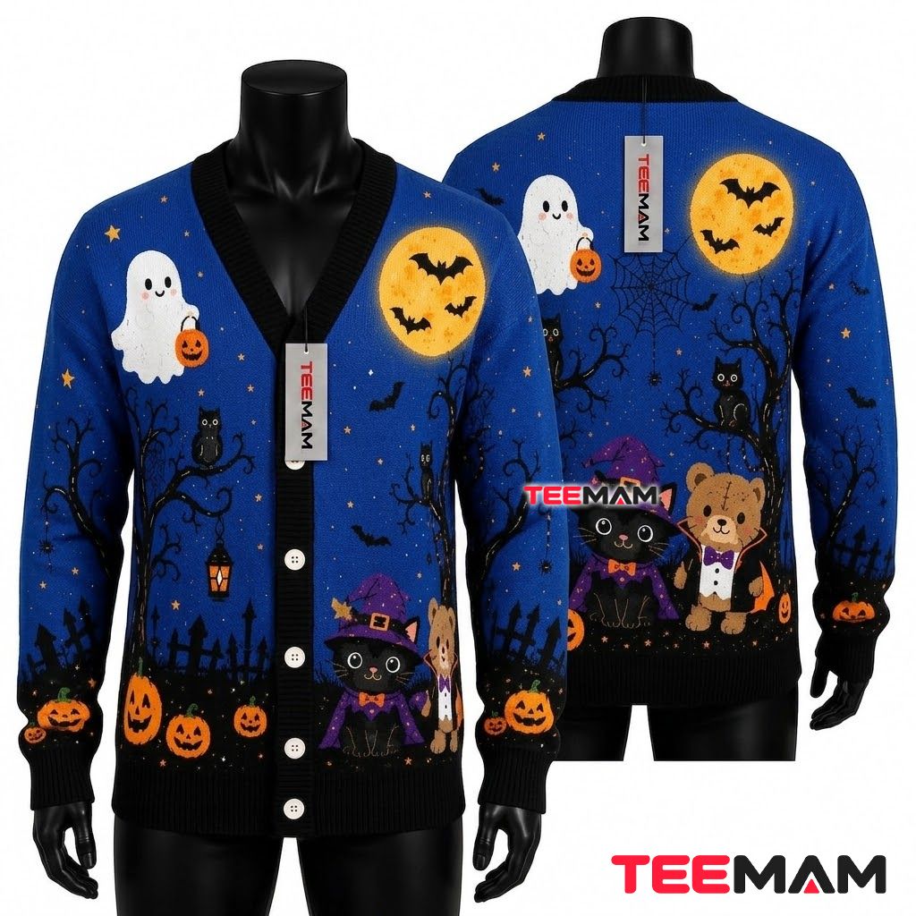 Royal Halloween Cardigan Ghost Teddy Bear 1