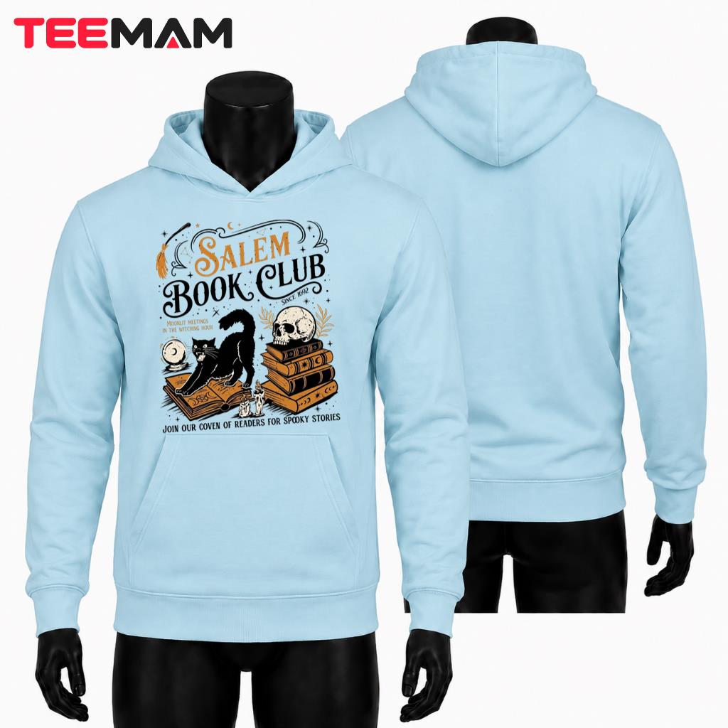 Salem Book Club Witchy Black Cat Halloween Graphic Hoodie Salem Book Club Witchy Black Cat Halloween Graphic Hoodie