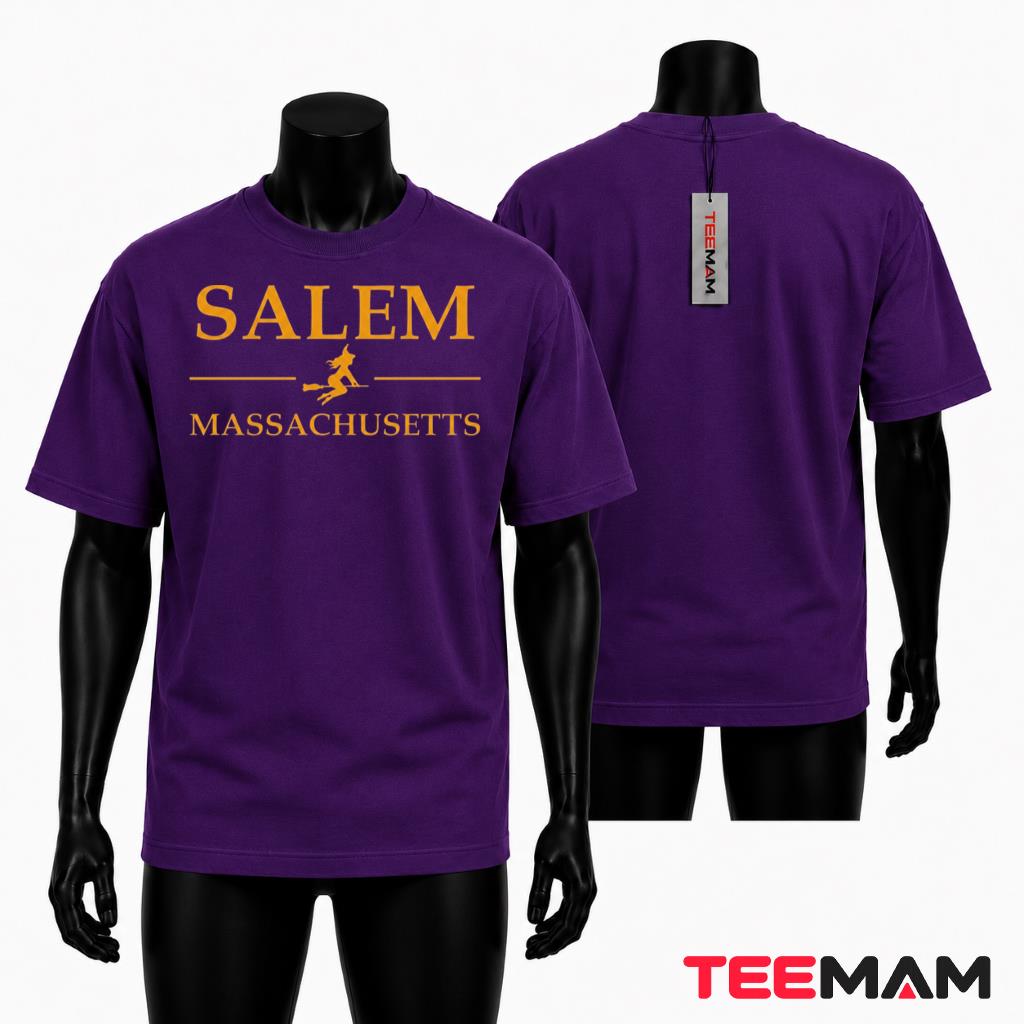 Salem Massachusetts Witch T-Shirt Halloween Flying Broom