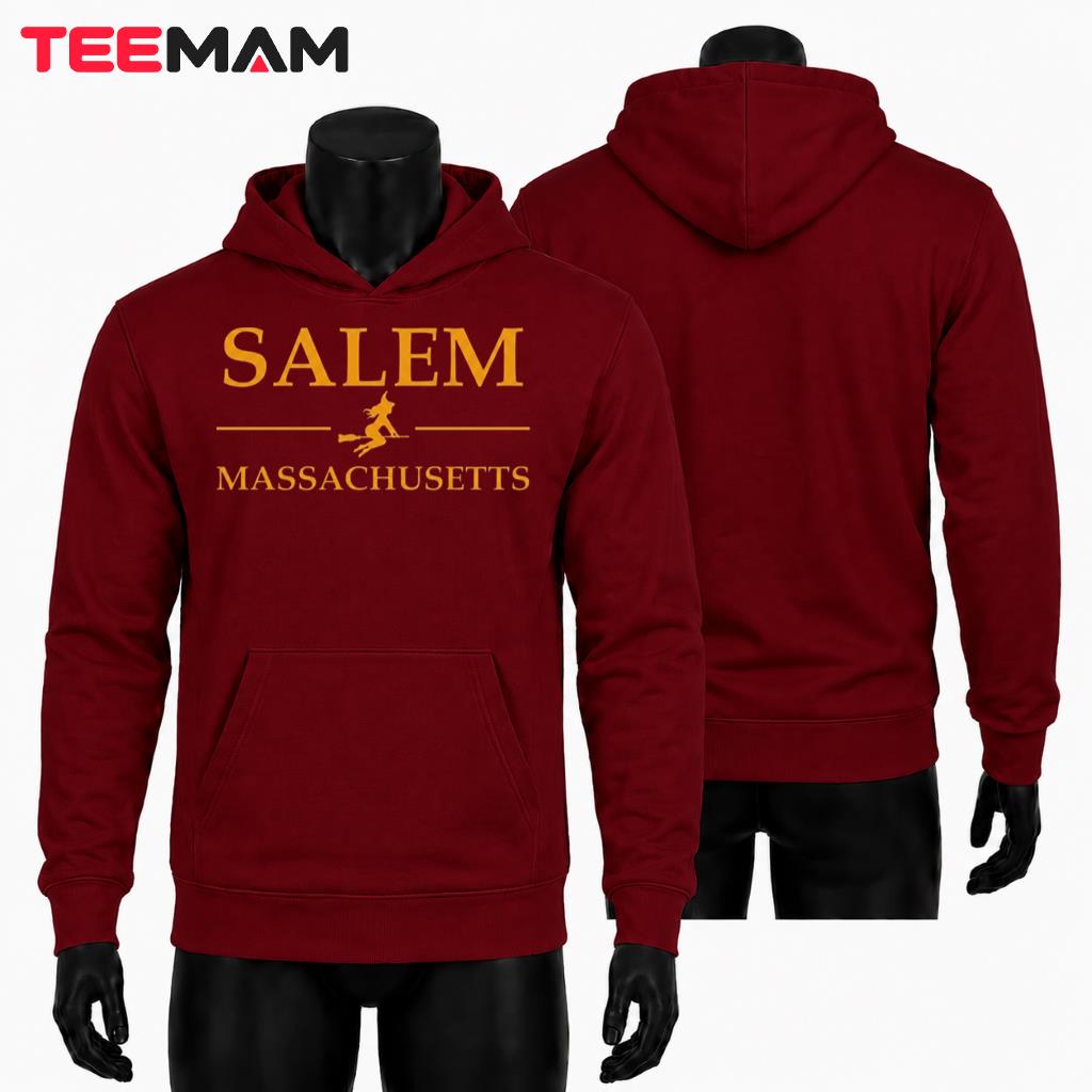 Salem Massachusetts Witch Hoodie Halloween Flying Broom Salem Massachusetts Witch Hoodie Halloween Flying Broom