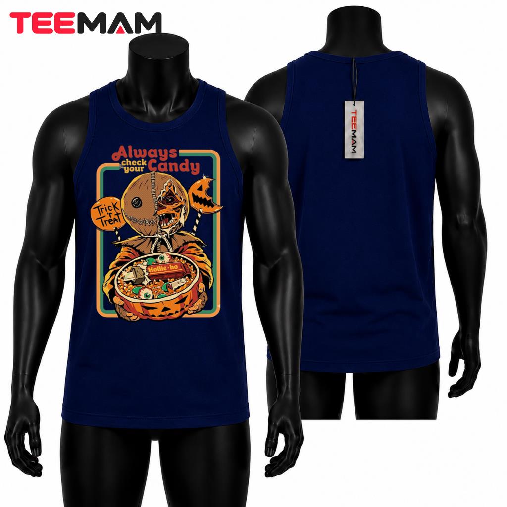 Sam Trick R Treat Halloween Horror Tank Top Always Check Your Candy Sam Trick R Treat Halloween Horror Tank Top Always Check Your Candy