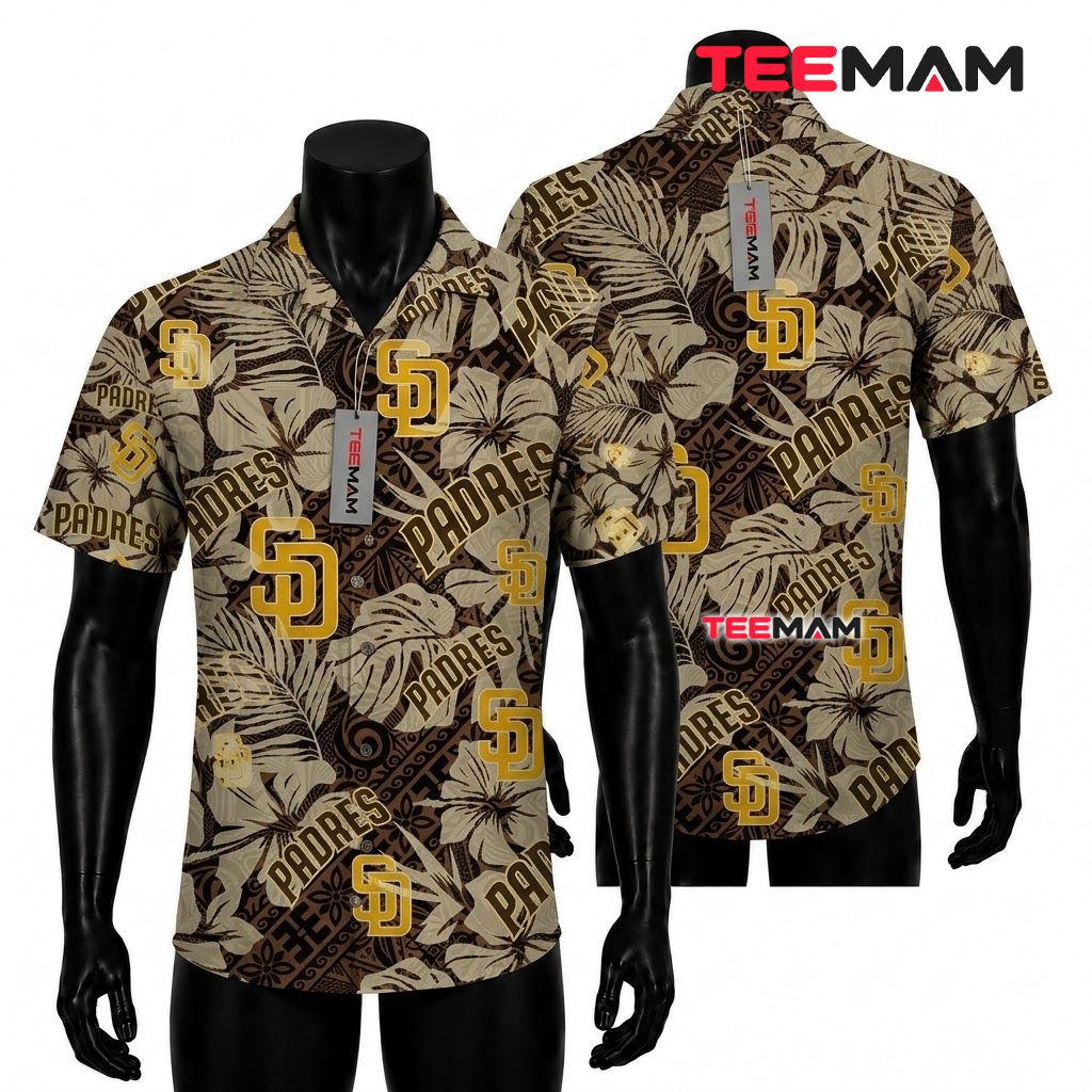 San Diego Padres Aloha Shirt Hibiscus Tribal Front