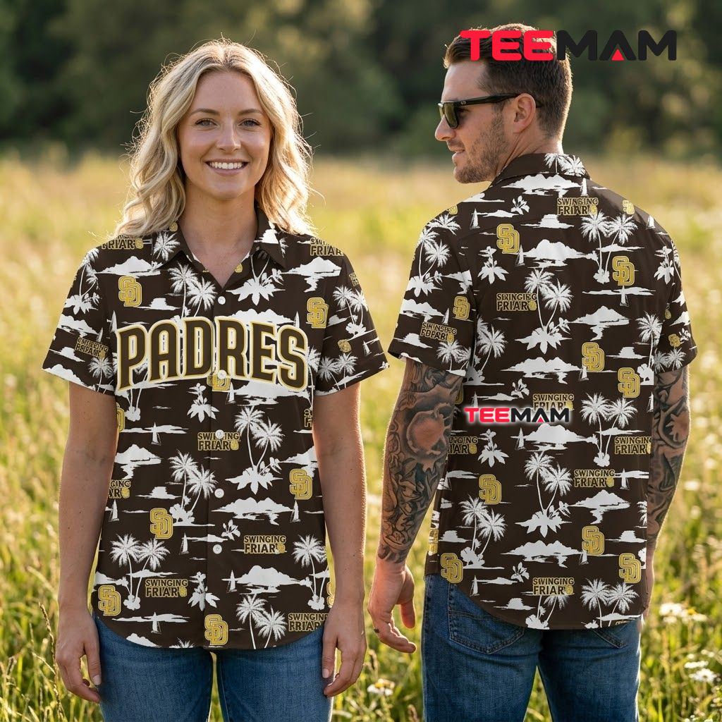 San Diego Padres Aloha Shirt Swinging Friar Island Back San Diego Padres Aloha Shirt Swinging Friar Island Back