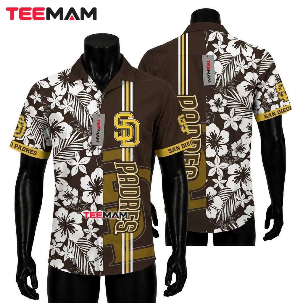 San Diego Padres Aloha Shirt White Hibiscus Front