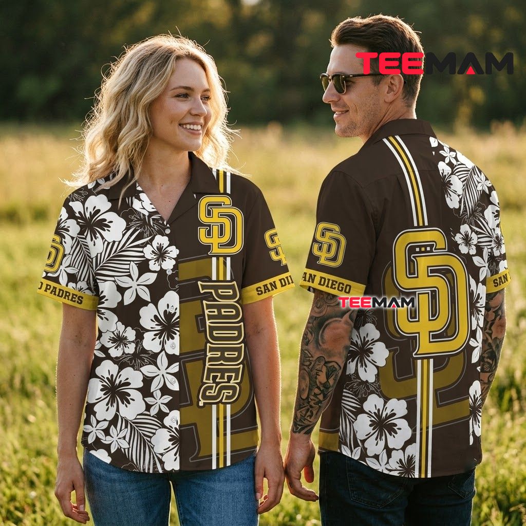 San Diego Padres Aloha Shirt White Hibiscus Back San Diego Padres Aloha Shirt White Hibiscus Back