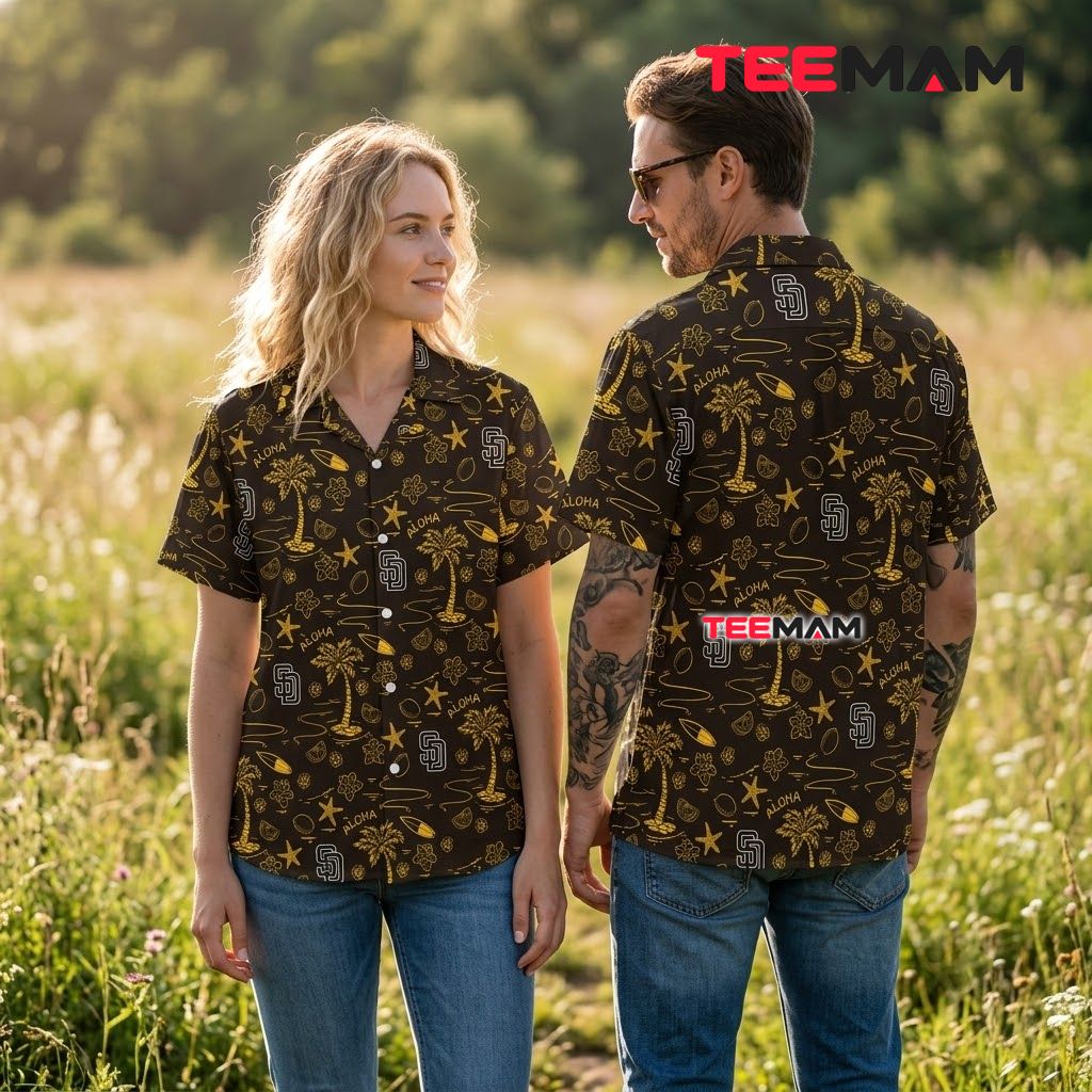 San Diego Padres Hawaiian Shirt Doodle Starfish Back San Diego Padres Hawaiian Shirt Doodle Starfish Back