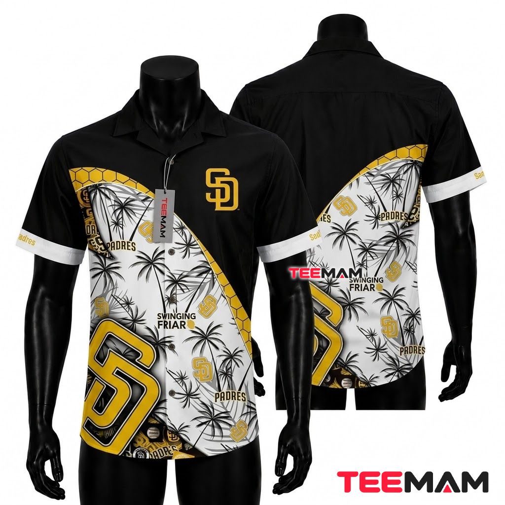 San Diego Padres Hawaiian Shirt Palm Honeycomb Beach Front