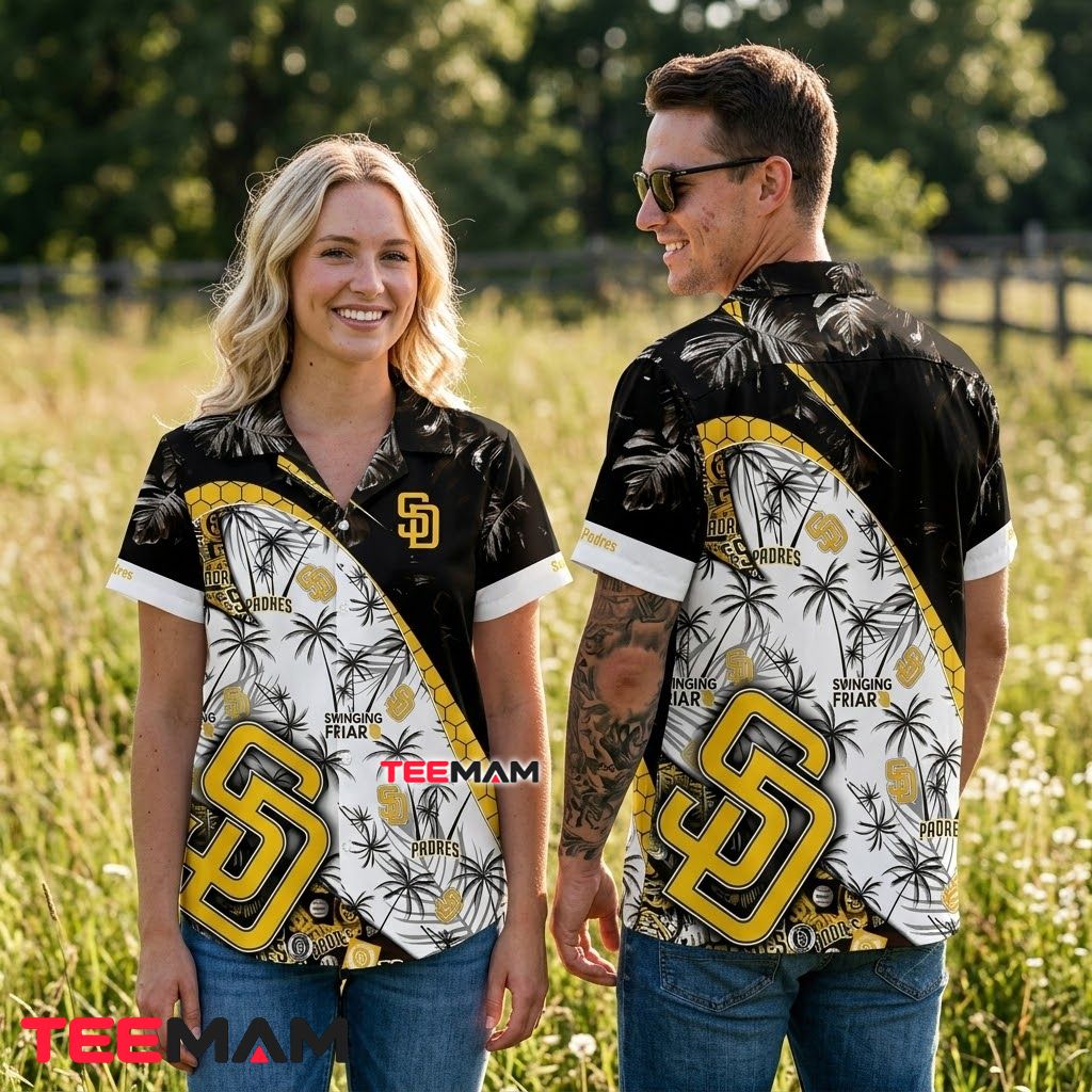 San Diego Padres Hawaiian Shirt Palm Honeycomb Beach Back San Diego Padres Hawaiian Shirt Palm Honeycomb Beach Back