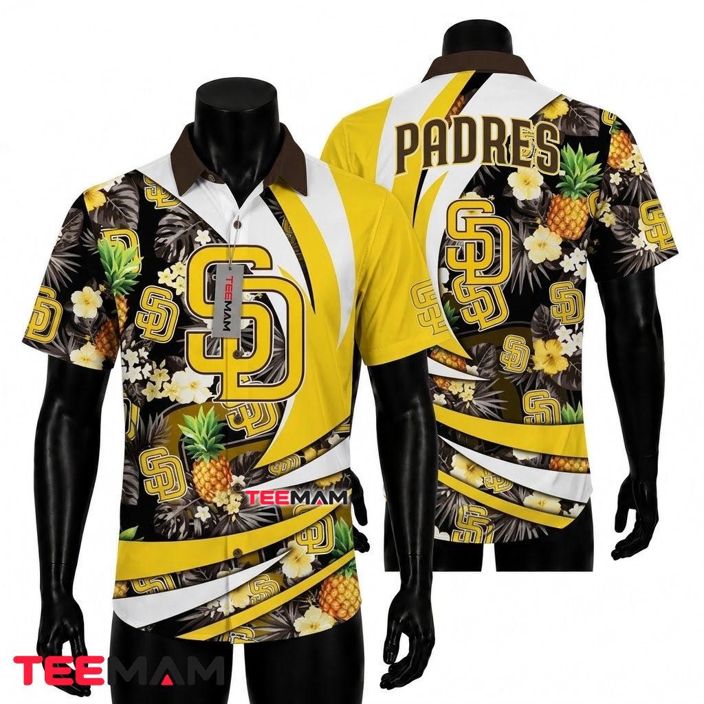 San Diego Padres Hawaiian Shirt Pineapple Floral Front