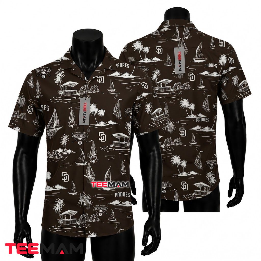 San Diego Padres Hawaiian Shirt Sailboat Nautical Front