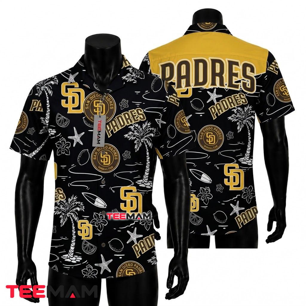 San Diego Padres Hawaiian Shirt Starfish Surfboard Front