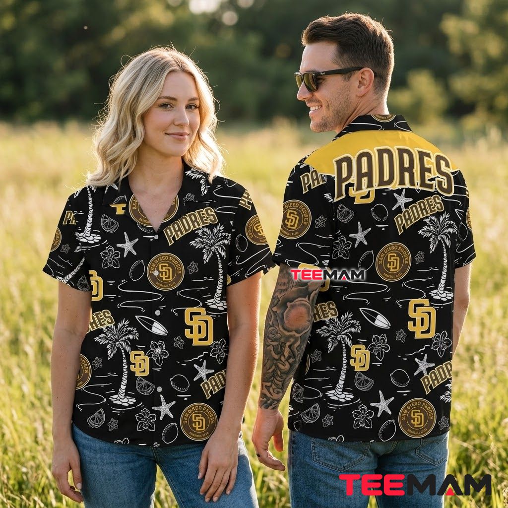 San Diego Padres Hawaiian Shirt Starfish Surfboard Back San Diego Padres Hawaiian Shirt Starfish Surfboard Back