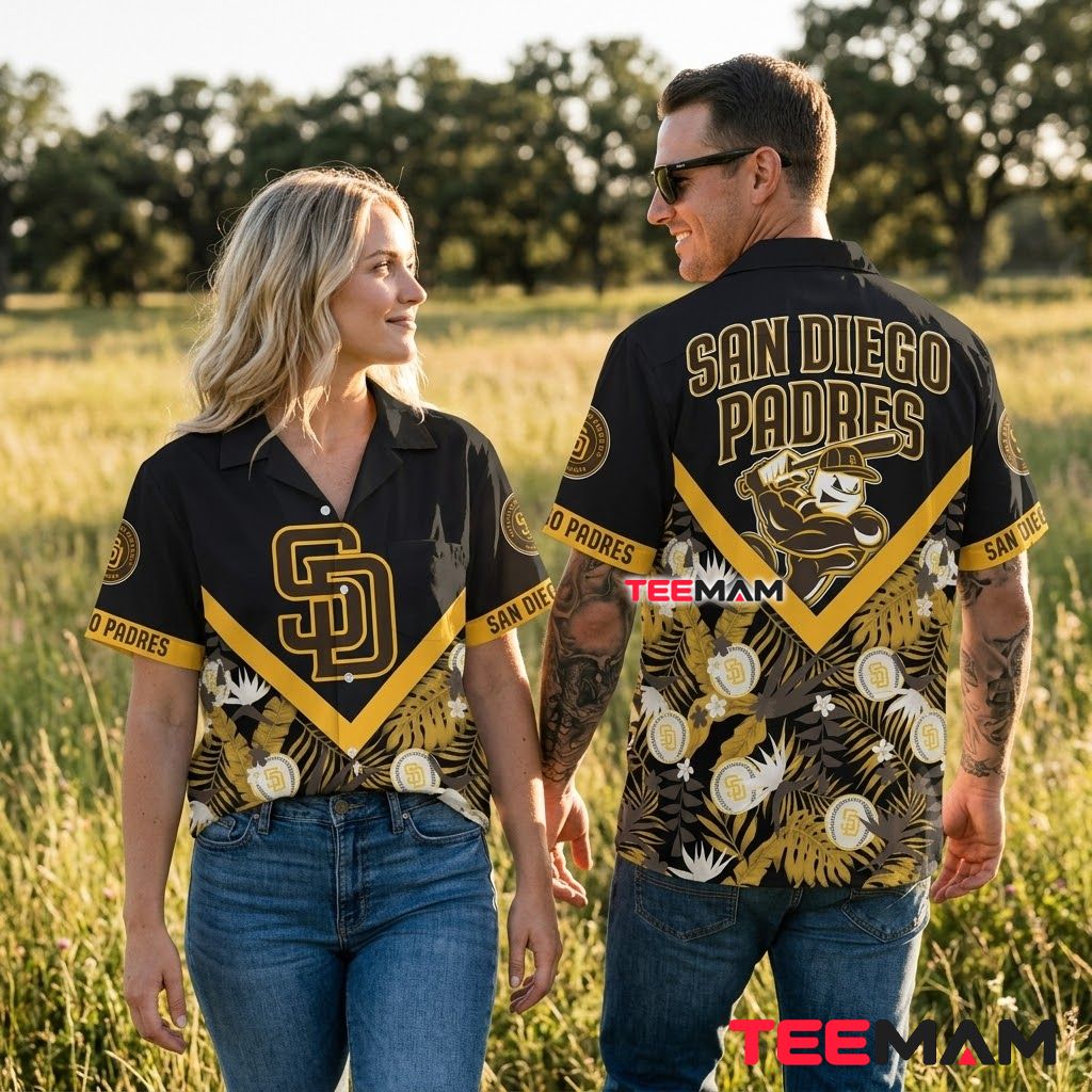 San Diego Padres Tropical Shirt Mascot Leafy Back San Diego Padres Tropical Shirt Mascot Leafy Back