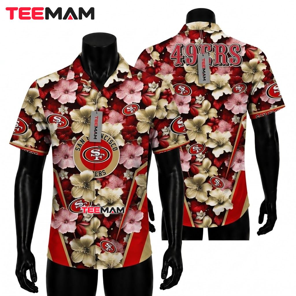 San Francisco 49ers Hawaiian Shirt Hibiscus Floral Front