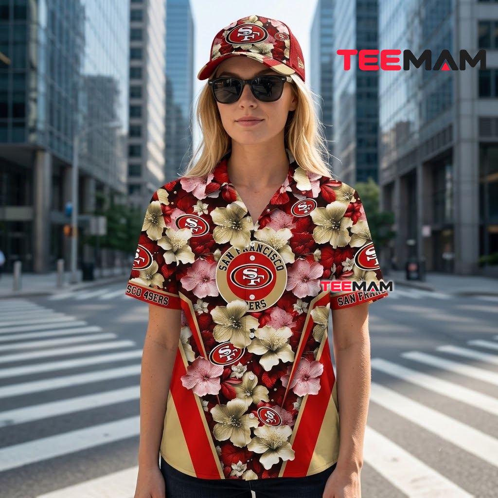 San Francisco 49ers Hawaiian Shirt Hibiscus Floral Back San Francisco 49ers Hawaiian Shirt Hibiscus Floral Back