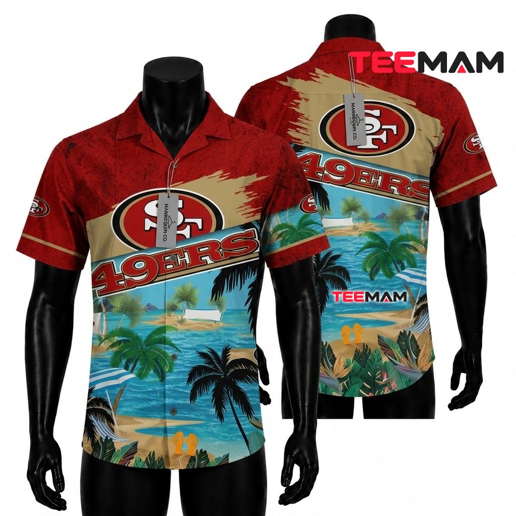 San Francisco 49ers Hawaiian Shirt Palm Beach Front