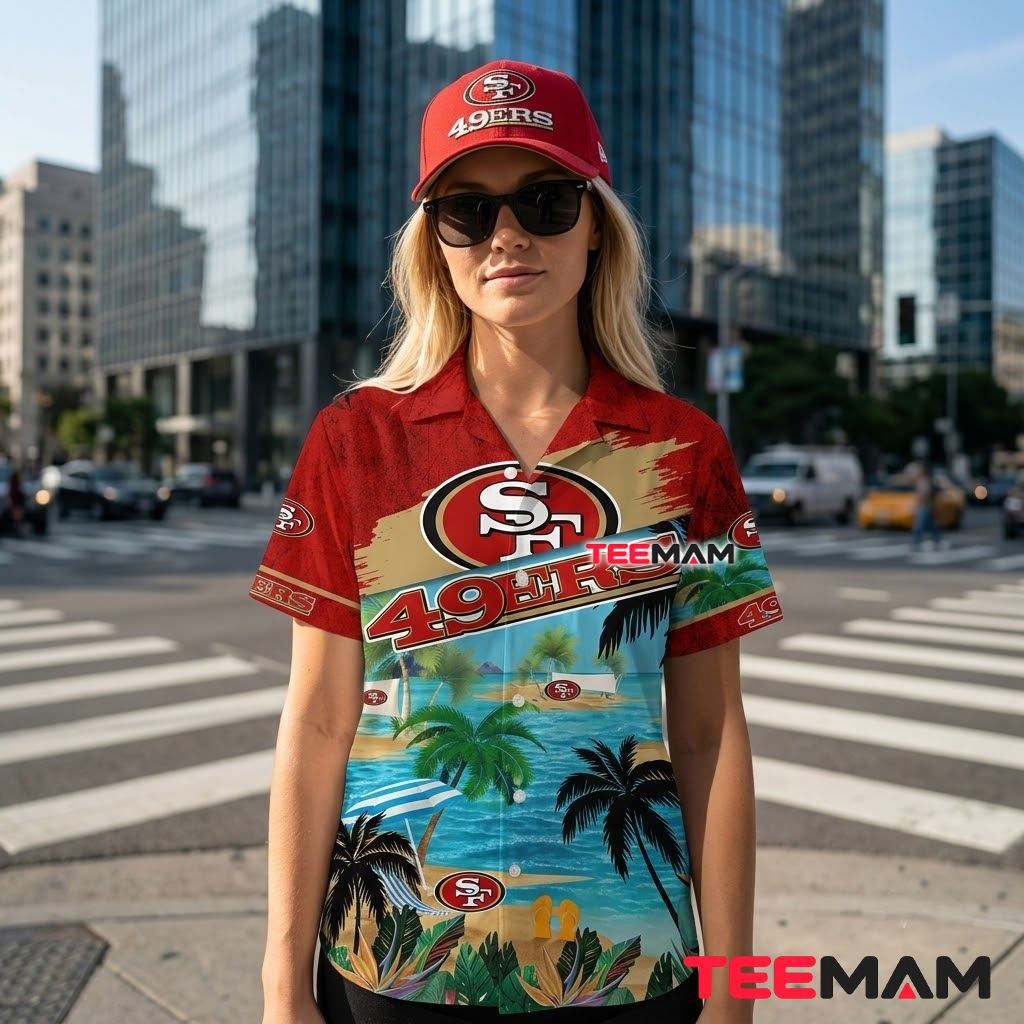 San Francisco 49ers Hawaiian Shirt Palm Beach Back San Francisco 49ers Hawaiian Shirt Palm Beach Back
