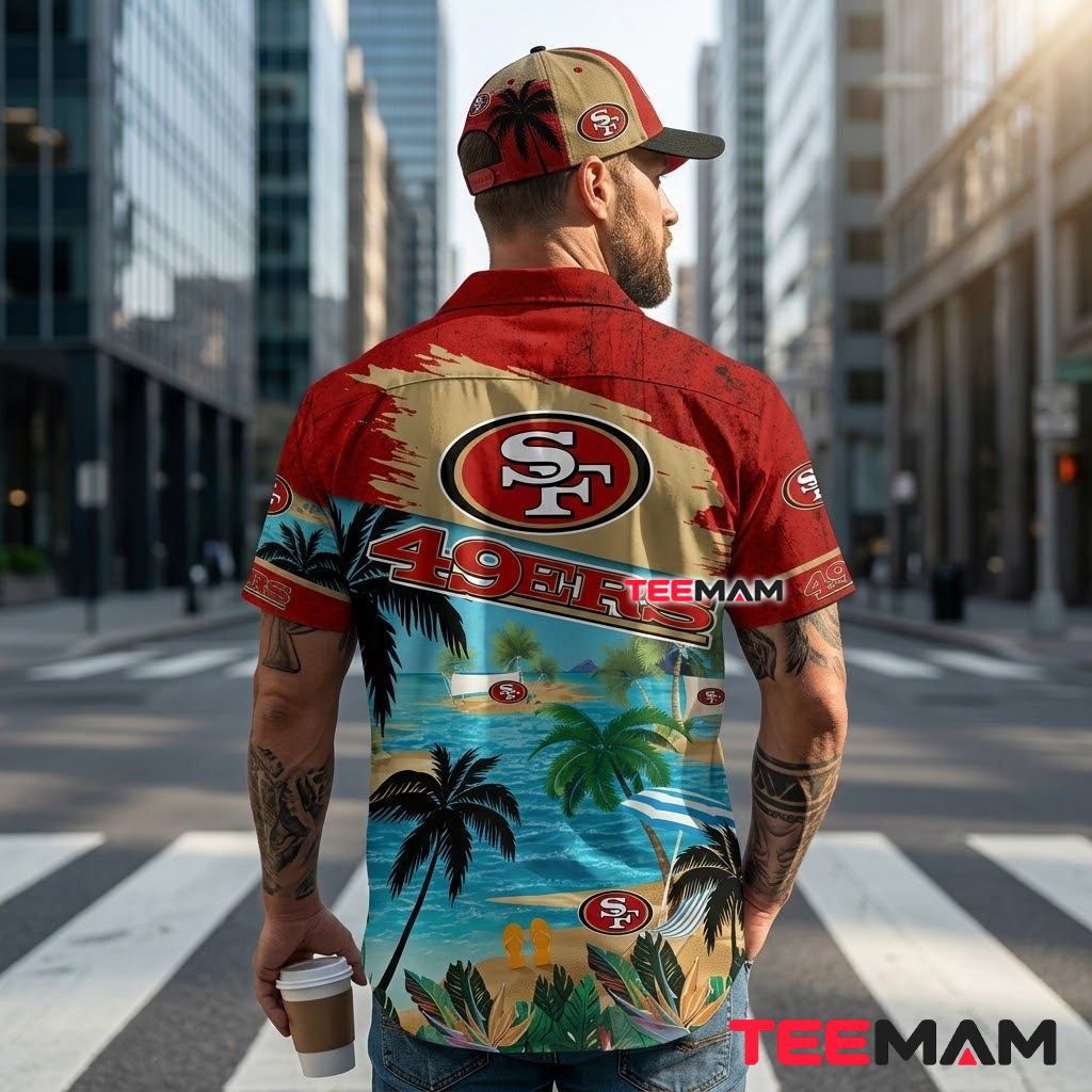 San Francisco 49ers Hawaiian Shirt Palm Beach Version 3 San Francisco 49ers Hawaiian Shirt Palm Beach Version 3