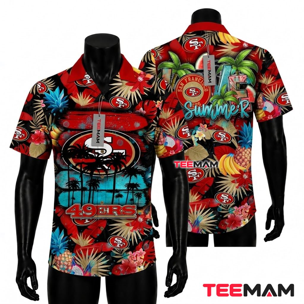 San Francisco 49ers Hawaiian Shirt Patriotic Fireworks San Francisco 49ers Hawaiian Shirt Patriotic Fireworks