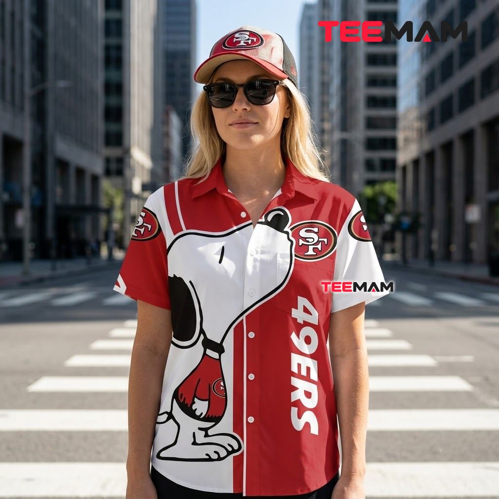 San Francisco 49ers Hawaiian Shirt Snoopy Cool Back San Francisco 49ers Hawaiian Shirt Snoopy Cool Back