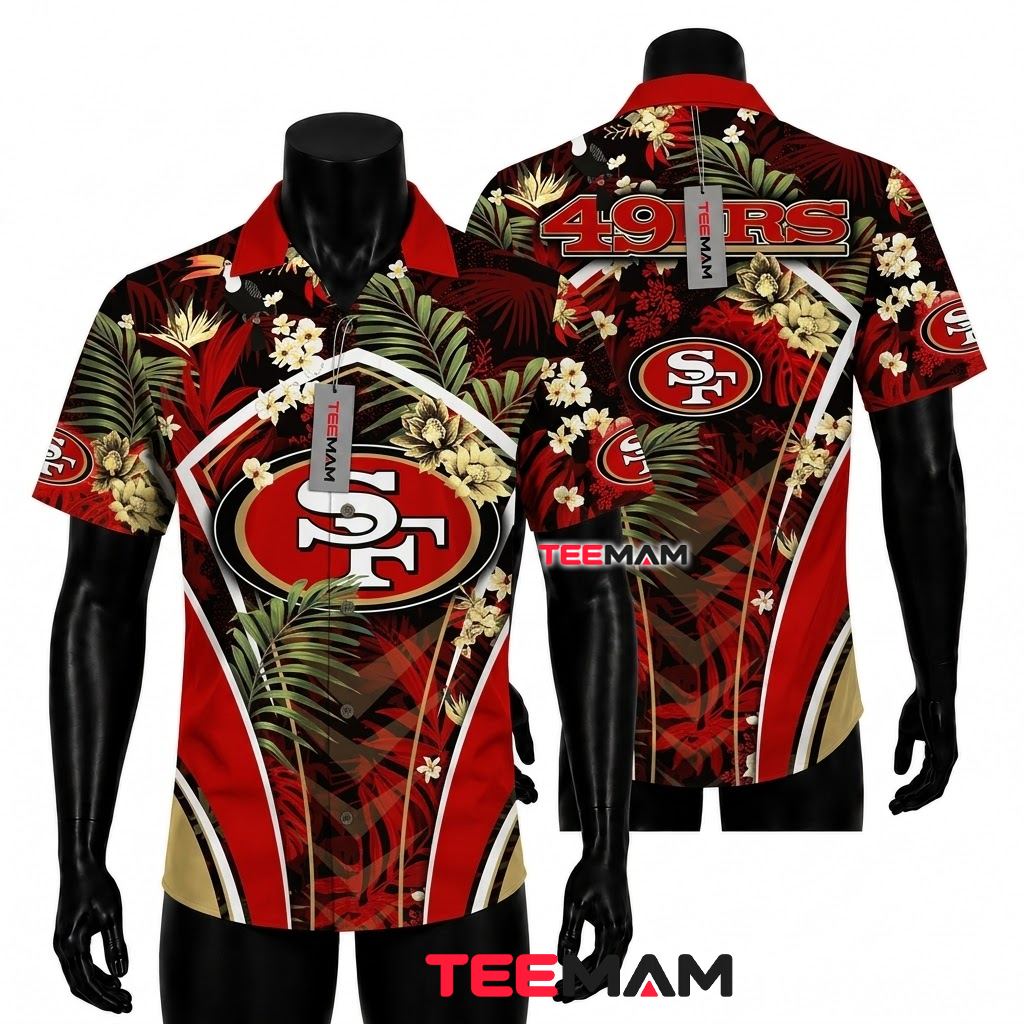 San Francisco 49ers Hawaiian Shirt Toucan Jungle Front