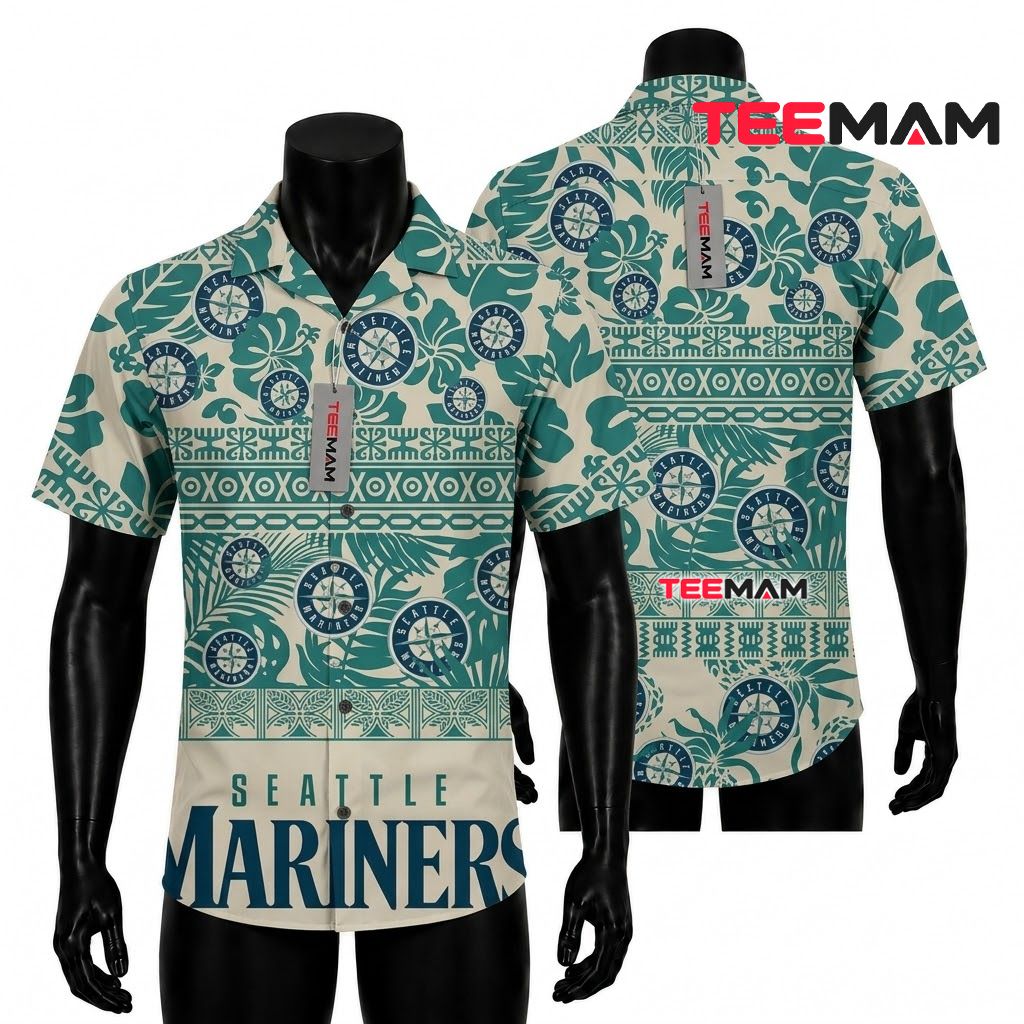 Seattle Mariners Aloha Shirt Aztec Vintage Front