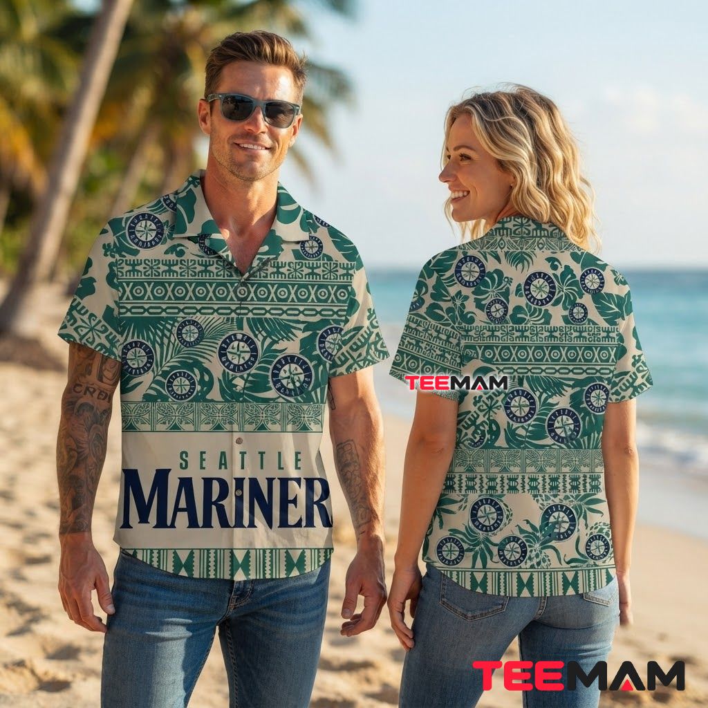 Seattle Mariners Aloha Shirt Aztec Vintage Back Seattle Mariners Aloha Shirt Aztec Vintage Back