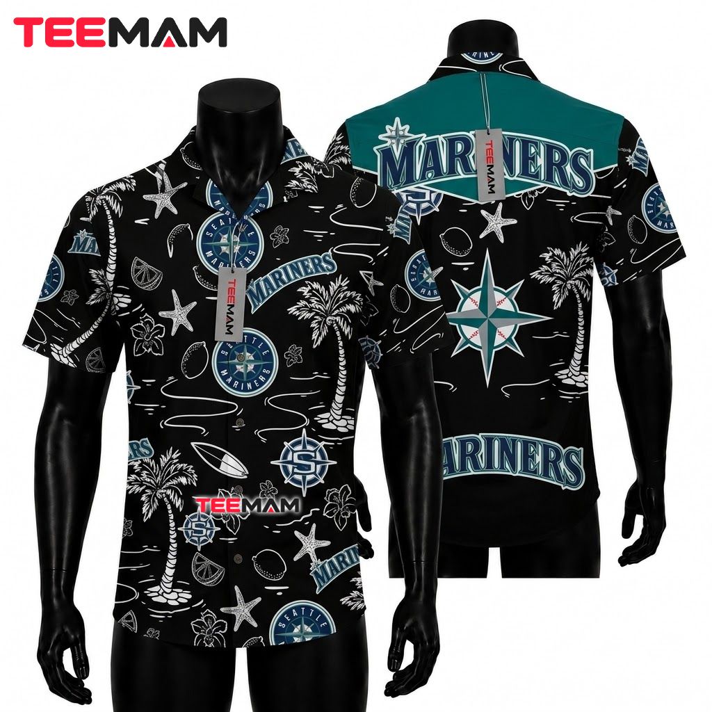 Seattle Mariners Aloha Shirt Black Starfish Front