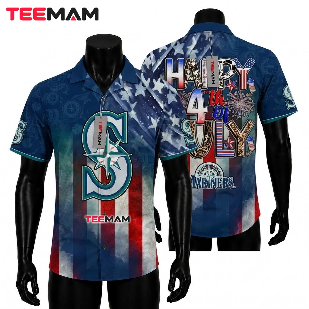 Seattle Mariners Hawaiian Shirt 4th Of July Front
