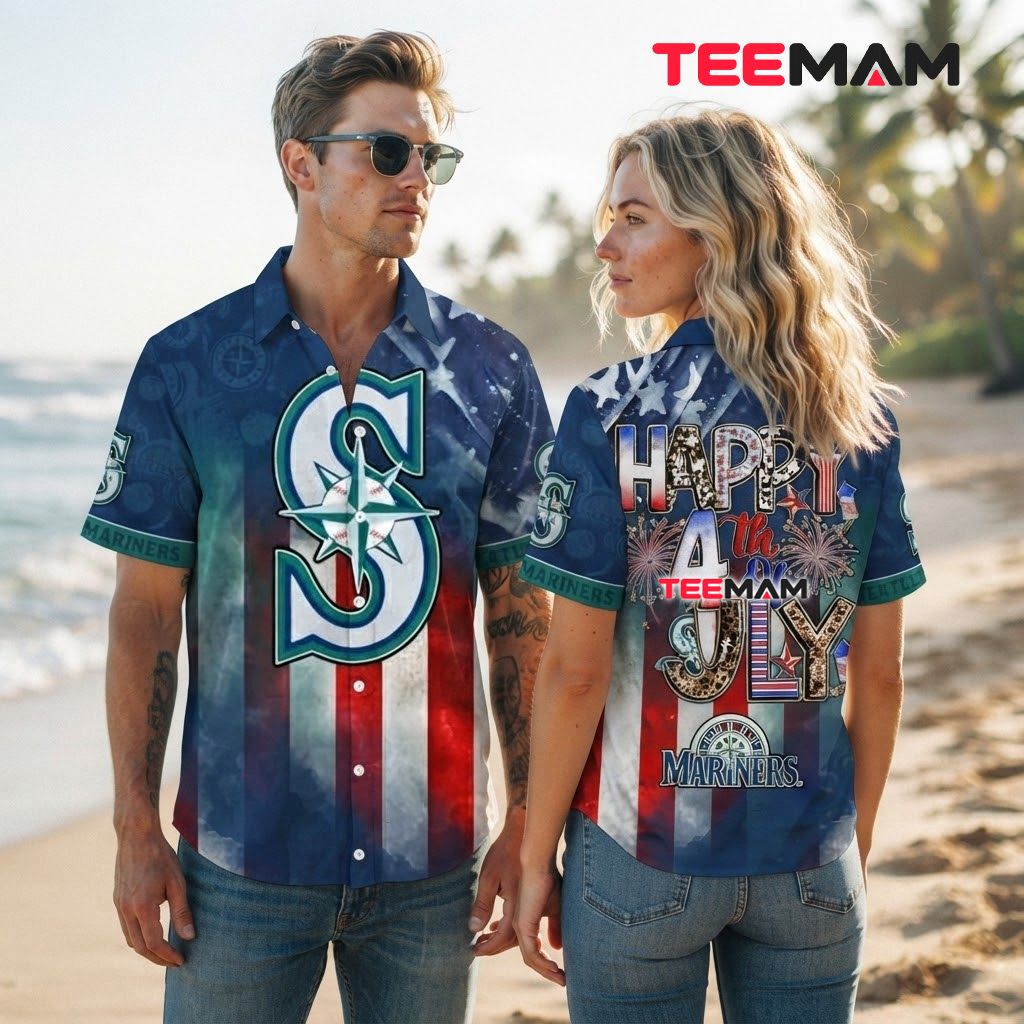 Seattle Mariners Hawaiian Shirt 4th Of July Back Seattle Mariners Hawaiian Shirt 4th Of July Back