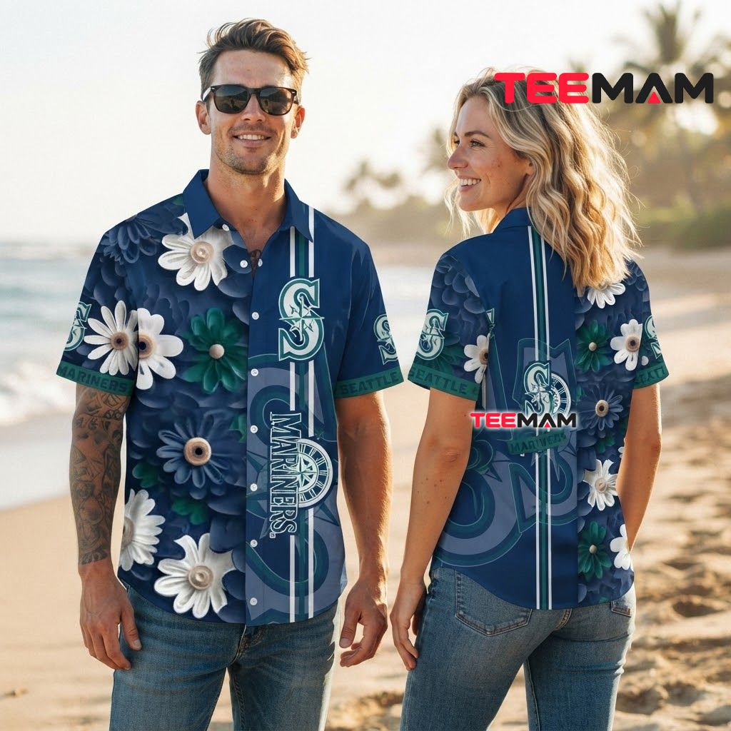 Seattle Mariners Hawaiian Shirt Blue Daisy Beach Back Seattle Mariners Hawaiian Shirt Blue Daisy Beach Back