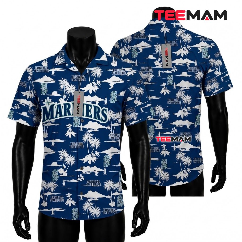 Seattle Mariners Hawaiian Shirt Blue Island Front