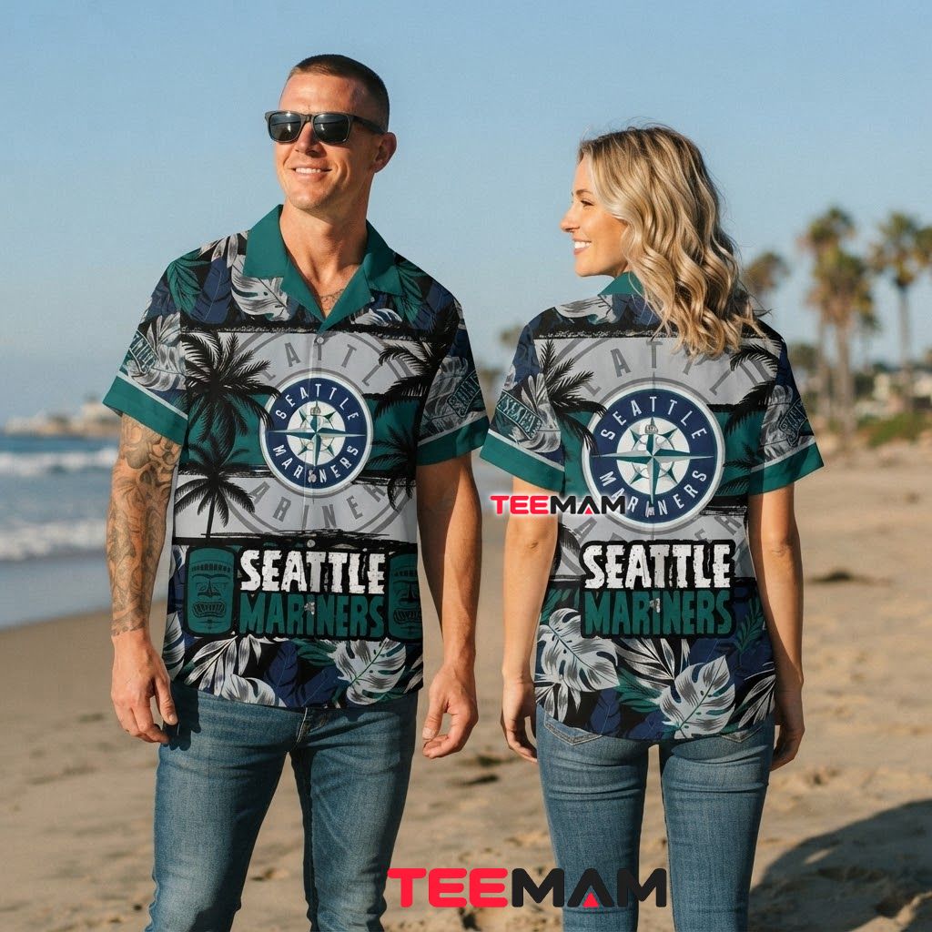 Seattle Mariners Hawaiian Shirt Dark Silhouette Back Seattle Mariners Hawaiian Shirt Dark Silhouette Back