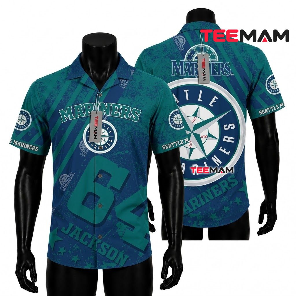 Seattle Mariners Hawaiian Shirt Grunge Compass Front