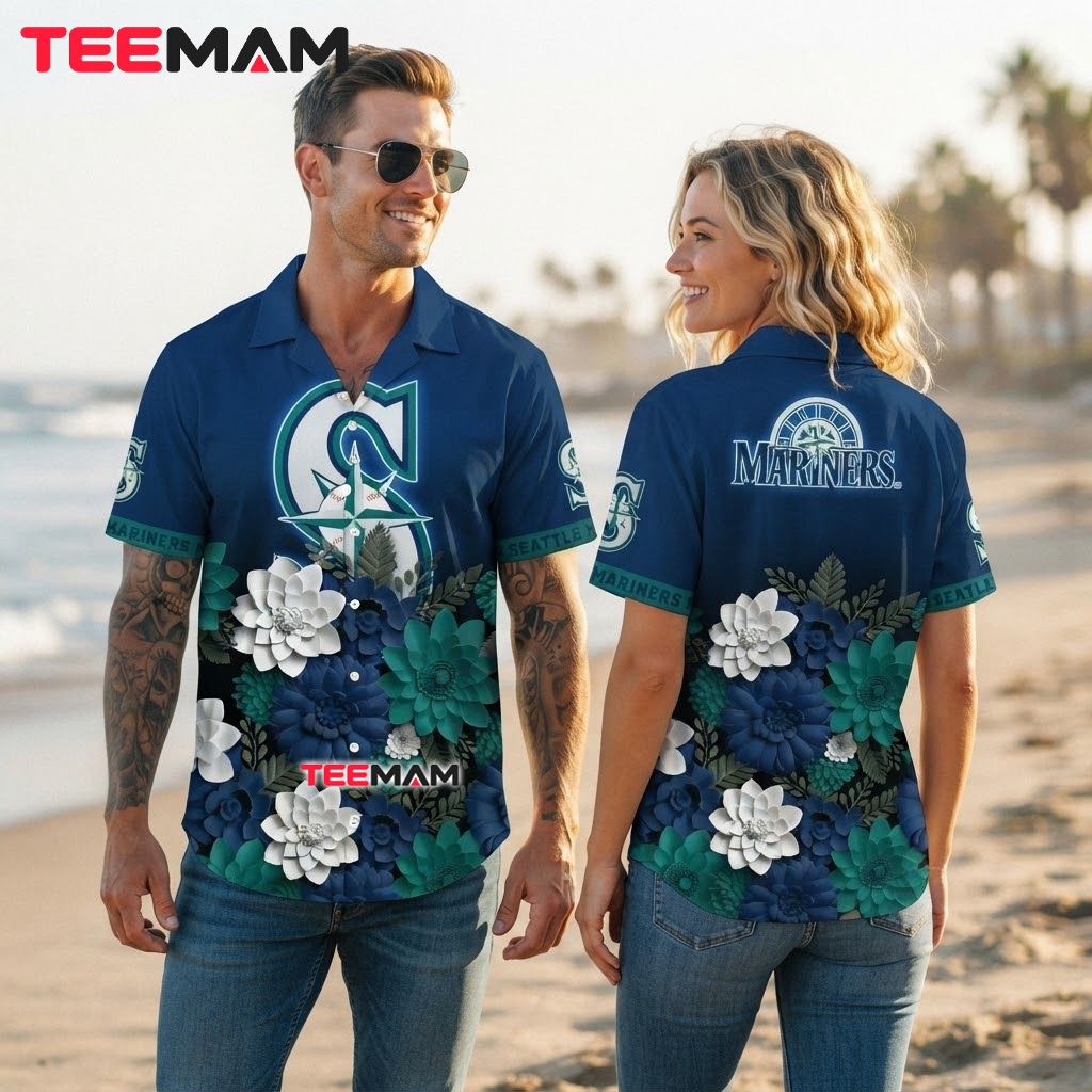 Seattle Mariners Hawaiian Shirt Paper Bloom Back Seattle Mariners Hawaiian Shirt Paper Bloom Back
